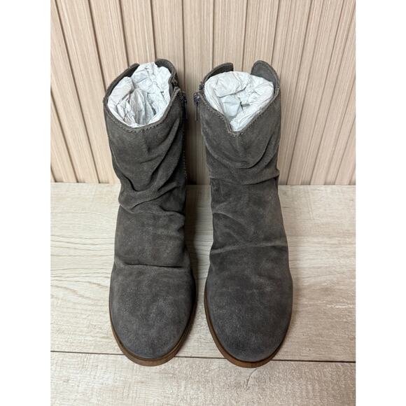 Diba Bailey Leather Suede Bootie Womens Sz 8.5M Shoes Wedge Heel in Grey - Picture 2 of 10